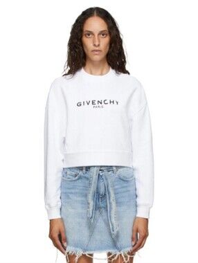 Givenchy White Logo Cropped Sweatshirt Size Medium